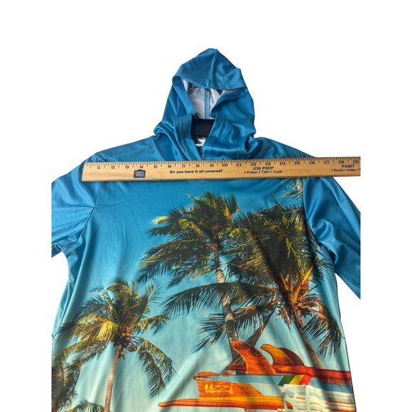 Uzzi Youth Rash Guard Hoodie M 10-12 Surf Beach Palm Tree UV Shirt - Picture 6 of 8